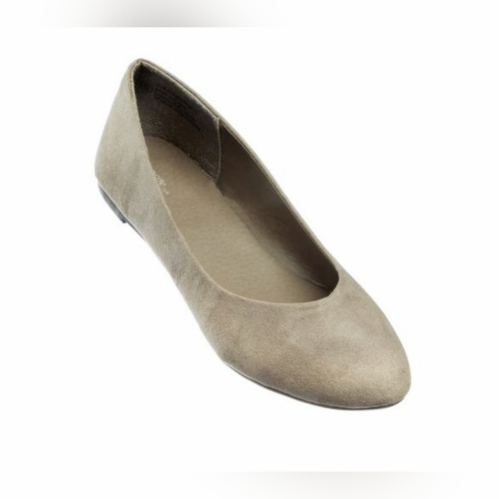 GEORGE Grey Suede Round Point Ballet Flats Size 7